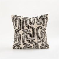HKM-331219 Modern Black and White Geometric Tufted Embroidered Pillowcase, 50x50 cm