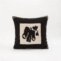 HKM-331219 Modern Black and White Geometric Tufted Embroidered Pillowcase, 50x50 cm