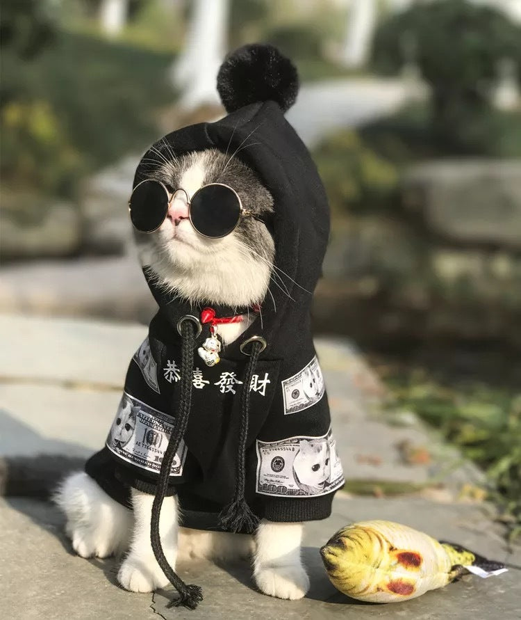 HKM-331667 Cozy Pure Cotton Fleece Sweater for Cats and Dogs in Red and Black