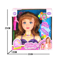 HKM-331731 Plastic Girl Beauty Pretend Play Set with Hairdressing Doll Head for Ages 2-4