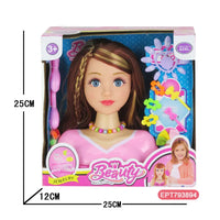 HKM-331731 Plastic Girl Beauty Pretend Play Set with Hairdressing Doll Head for Ages 2-4