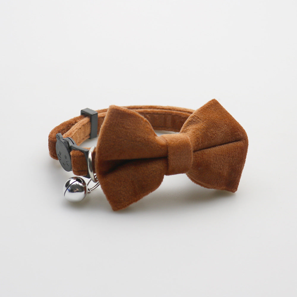 HKM-331795 Adjustable Velvet Bow Collar for Small Dogs and Cats - Monochrome Colors Available