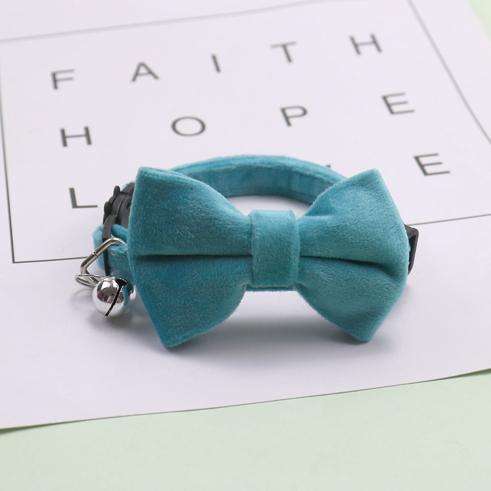 HKM-331795 Adjustable Velvet Bow Collar for Small Dogs and Cats - Monochrome Colors Available