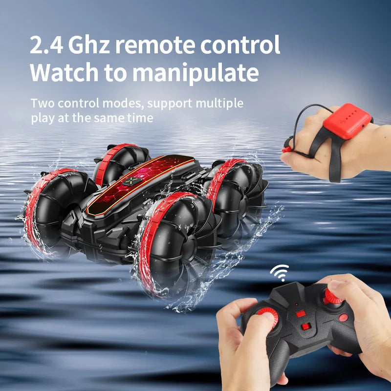 HKM-331923 Double-Sided Remote Control Amphibious Stunt Car with 360° Rotation - Ready-to-Go, Indoor-Outdoor Use