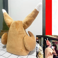 HKM-332051 Moving Chicken Leg Plush Hat with Music for Halloween Fun