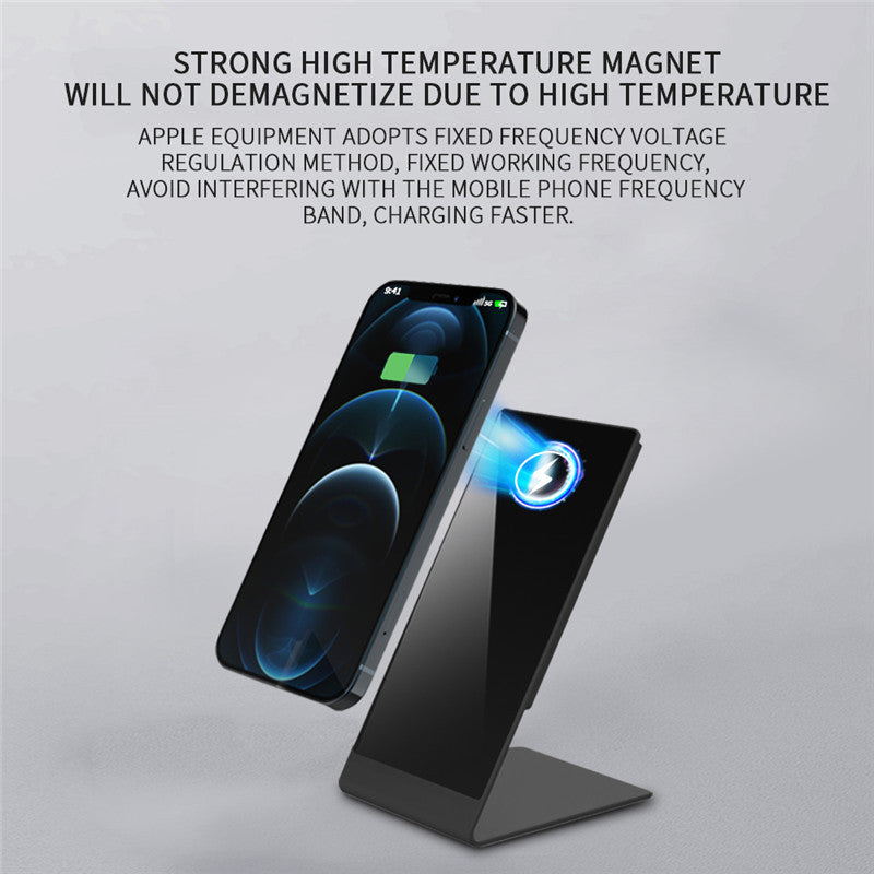HKM-332115 Desktop Magnetic Wireless Charging Stand for iPhone 12 Series - Black and Silver Options