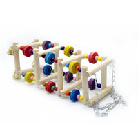 HKM-332179 Wooden Amusement Park Swing Stand for Parakeets and Parrots - 45x10cm