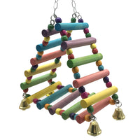 HKM-332179 Wooden Amusement Park Swing Stand for Parakeets and Parrots - 45x10cm