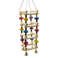 HKM-332179 Wooden Amusement Park Swing Stand for Parakeets and Parrots - 45x10cm