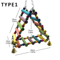 HKM-332179 Wooden Amusement Park Swing Stand for Parakeets and Parrots - 45x10cm