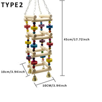 HKM-332179 Wooden Amusement Park Swing Stand for Parakeets and Parrots - 45x10cm