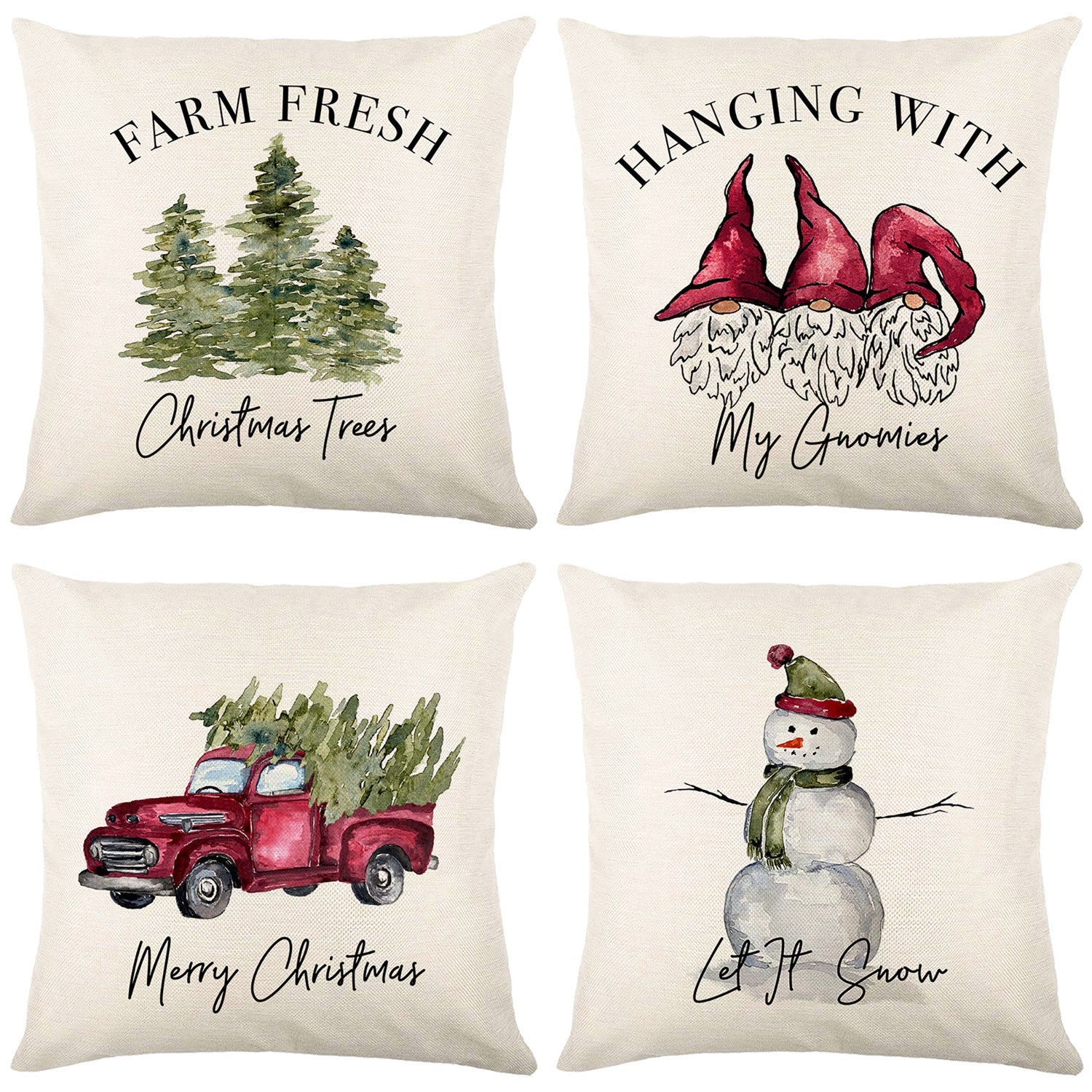 HKM-332371 Nordic Landscape Print Polyester Pillowcase - 45 x 45cm