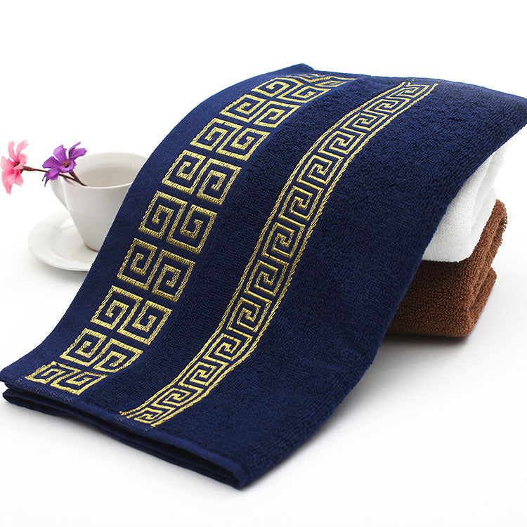 HKM-332499 Men's Minimalist Cotton Towel Gift Box Set in White, Brown, and Dark Blue - 35x75 cm
