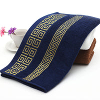 HKM-332499 Men's Minimalist Cotton Towel Gift Box Set in White, Brown, and Dark Blue - 35x75 cm