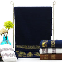 HKM-332499 Men's Minimalist Cotton Towel Gift Box Set in White, Brown, and Dark Blue - 35x75 cm
