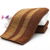 HKM-332499 Men's Minimalist Cotton Towel Gift Box Set in White, Brown, and Dark Blue - 35x75 cm