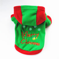 HKM-332563 Cozy Thick Hooded Fluffy Jacket for Pets - Christmas Style in Red and Green