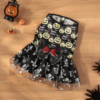 HKM-332691 Halloween Mesh Bow Pet Skirt in Orange and Black - Sizes S, M, L, XL