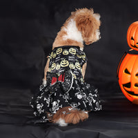 HKM-332691 Halloween Mesh Bow Pet Skirt in Orange and Black - Sizes S, M, L, XL