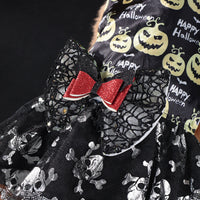 HKM-332691 Halloween Mesh Bow Pet Skirt in Orange and Black - Sizes S, M, L, XL