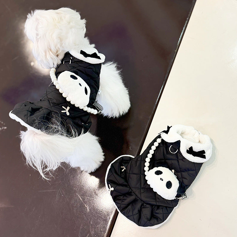 HKM-332883 Classic Panda Pullover Dress for Dogs and Cats – Cotton-Padded Casual Pet Clothing in Multiple Sizes