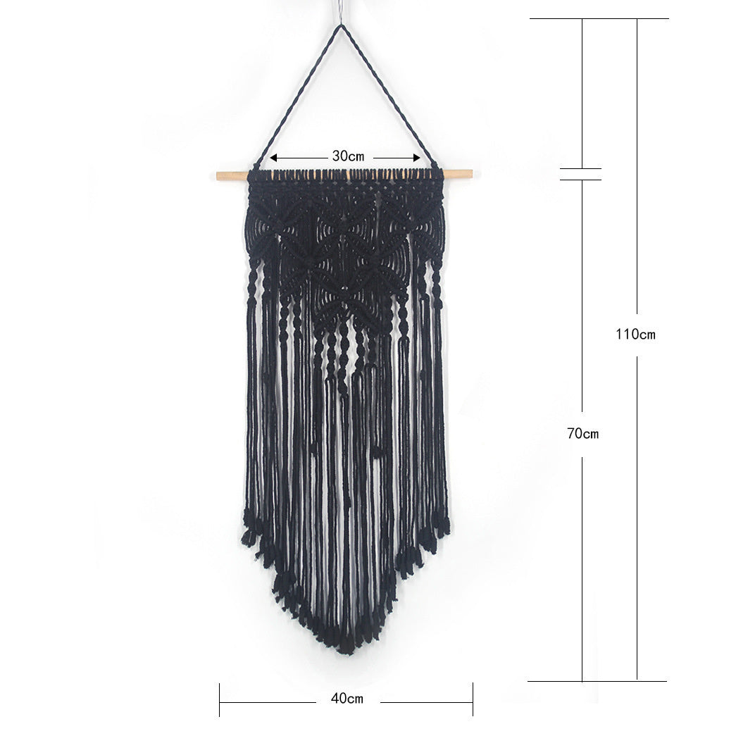 HKM-333011 Handwoven Butterfly Wave Tapestry Wall Hanging Decoration - Cotton, 40x70cm, Available in Beige, Black, Dark Coffee