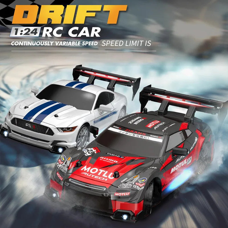 HKM-333075 1:24 Scale 2.4GHz Remote Control Drift Car with LED Lights and Drift Tires