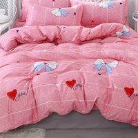 HKM-333075 Cartoon Floral Polyester Four-Piece Bedding Set with Quilt Cover and Pillowcases
