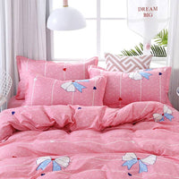 HKM-333075 Cartoon Floral Polyester Four-Piece Bedding Set with Quilt Cover and Pillowcases