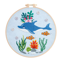 HKM-333075 Original Infauna Series Beginner Embroidery Kit - Cartoon Design, Cotton Fabric, 8 Inch Craft Set