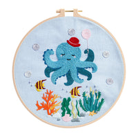 HKM-333075 Original Infauna Series Beginner Embroidery Kit - Cartoon Design, Cotton Fabric, 8 Inch Craft Set
