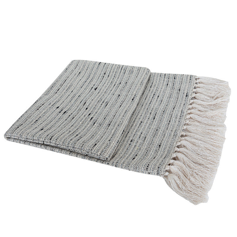 HKM-333203 Handmade Cotton Linen Tassel Bed Flag & Pillowcase Set