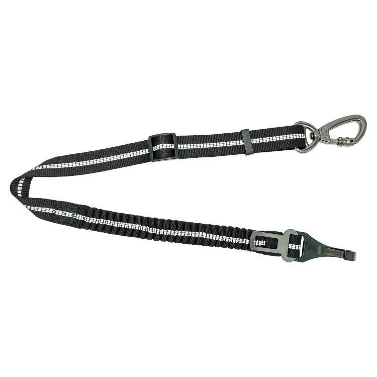 HKM-333267 Elastic Adjustable Dog Seat Belt for Car – Polyester and Zinc Alloy, 70cm to 125cm Stretchable Length, Black/Dark Grey