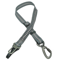 HKM-333267 Elastic Adjustable Dog Seat Belt for Car – Polyester and Zinc Alloy, 70cm to 125cm Stretchable Length, Black/Dark Grey
