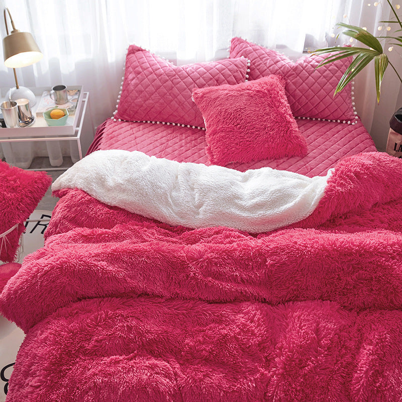HKM-333395 Double-Sided Plush Quilt Cover in Various Colors and Sizes
