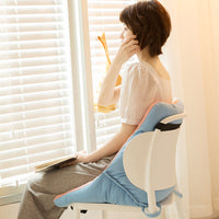 HKM-333459 Breathable Cotton and Linen Chair Cushion - Korean Style Grid Design in Pink and Blue or Grey and Blue