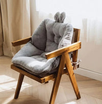 HKM-333459 Breathable Cotton and Linen Chair Cushion - Korean Style Grid Design in Pink and Blue or Grey and Blue