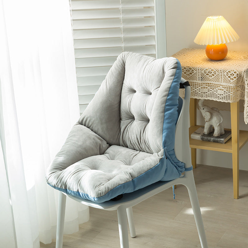 HKM-333459 Breathable Cotton and Linen Chair Cushion - Korean Style Grid Design in Pink and Blue or Grey and Blue