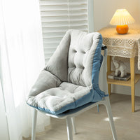 HKM-333459 Breathable Cotton and Linen Chair Cushion - Korean Style Grid Design in Pink and Blue or Grey and Blue