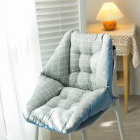 HKM-333459 Breathable Cotton and Linen Chair Cushion - Korean Style Grid Design in Pink and Blue or Grey and Blue