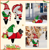 HKM-333523 Gnome Metal Insert Dwarf Santa Claus for Christmas Courtyard Decor - Iron, Multiple Sizes