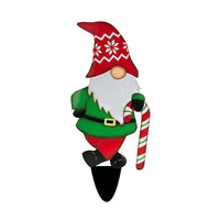 HKM-333523 Gnome Metal Insert Dwarf Santa Claus for Christmas Courtyard Decor - Iron, Multiple Sizes