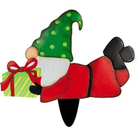 HKM-333523 Gnome Metal Insert Dwarf Santa Claus for Christmas Courtyard Decor - Iron, Multiple Sizes