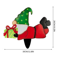 HKM-333523 Gnome Metal Insert Dwarf Santa Claus for Christmas Courtyard Decor - Iron, Multiple Sizes
