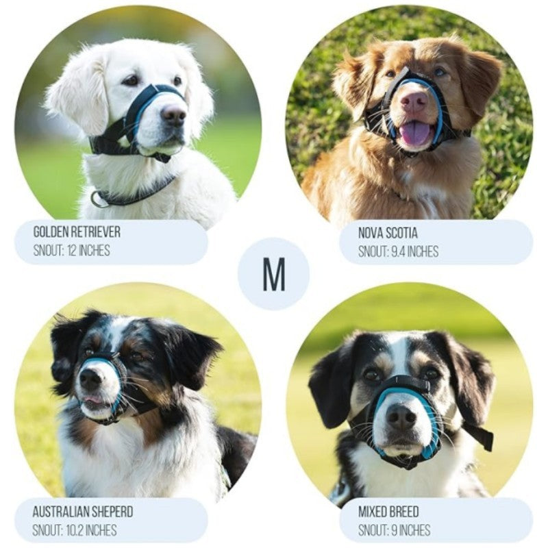 HKM-333587 Breathable Anti-Bark Muzzle for Dogs - Blue, Black, Pink in Sizes S, M, L, XL, XXL