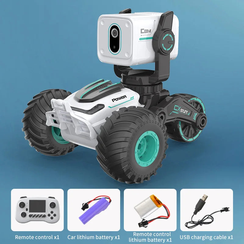 HKM-333651 3-Wheel Remote Control Stunt Car with Camera, Ideal for Kids Ages 5-14, Indoor/Outdoor Use