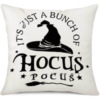 HKM-333907 Halloween Decorative Pillow Cover with Witch Broom and Festive Patterns, 45x45cm Nordic Style