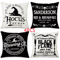 HKM-333907 Halloween Decorative Pillow Cover with Witch Broom and Festive Patterns, 45x45cm Nordic Style