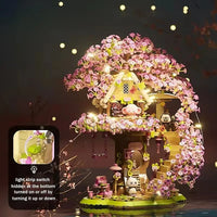 HKM-334035 Cherry Blossom Tree House Building Block Set with Panda - 50 Pieces for Ages 2 and Up