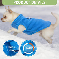 HKM-334099 Warm Fleece Dog Sweater Vest Set with Leash Ring for Small Dogs, Turtleneck Pullover for Fall/Winter
